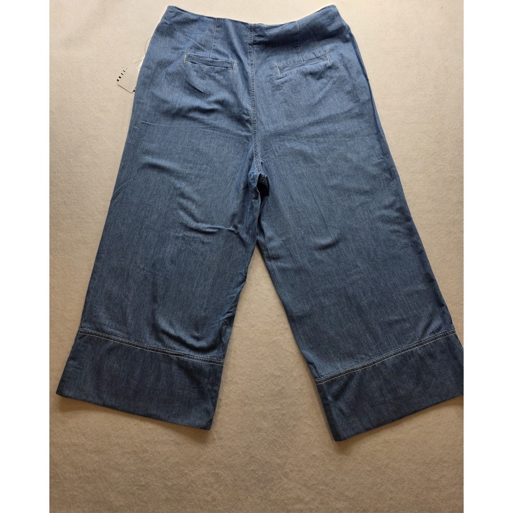 Ophelia Roe Women's Blue Denim Wide Leg Cropped Pants. New With Tags. Size 12 - Picture 3 of 10